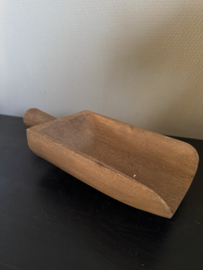 Rijst schep in hout een zwart