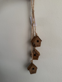 Hanger met  3 mini vogelhuisjes