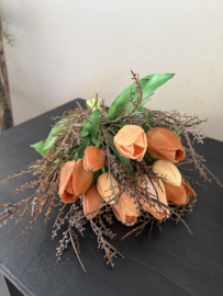 Boeket tulpen bruin /zalm 30 cm