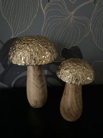 Set Paddestoelen hout met goud