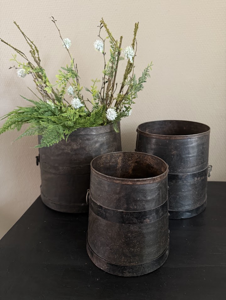 Set van 3 Potten metaal Loekie