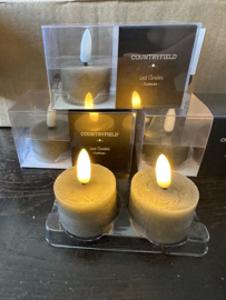 Countryfield waxinelichtjes grijs 2 st