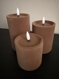 Velvet pillar stompkaars  assorti