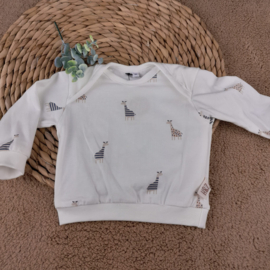 Longsleeve offwhite met girafjes