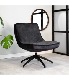 De draaibare fauteuil tommy velvet antraciet