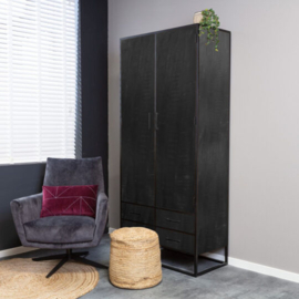 Kabinet Denver Black | Mangohout en staal | 90 cm