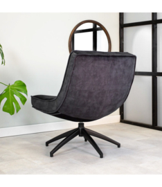 De draaibare fauteuil tommy velvet antraciet