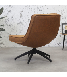 De draaibare fauteuil tommy eco leer cognac