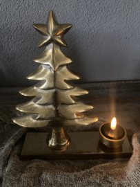 Kerstboom goud met waxine houder