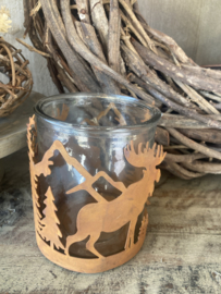 Windlicht roest bos met hert klein