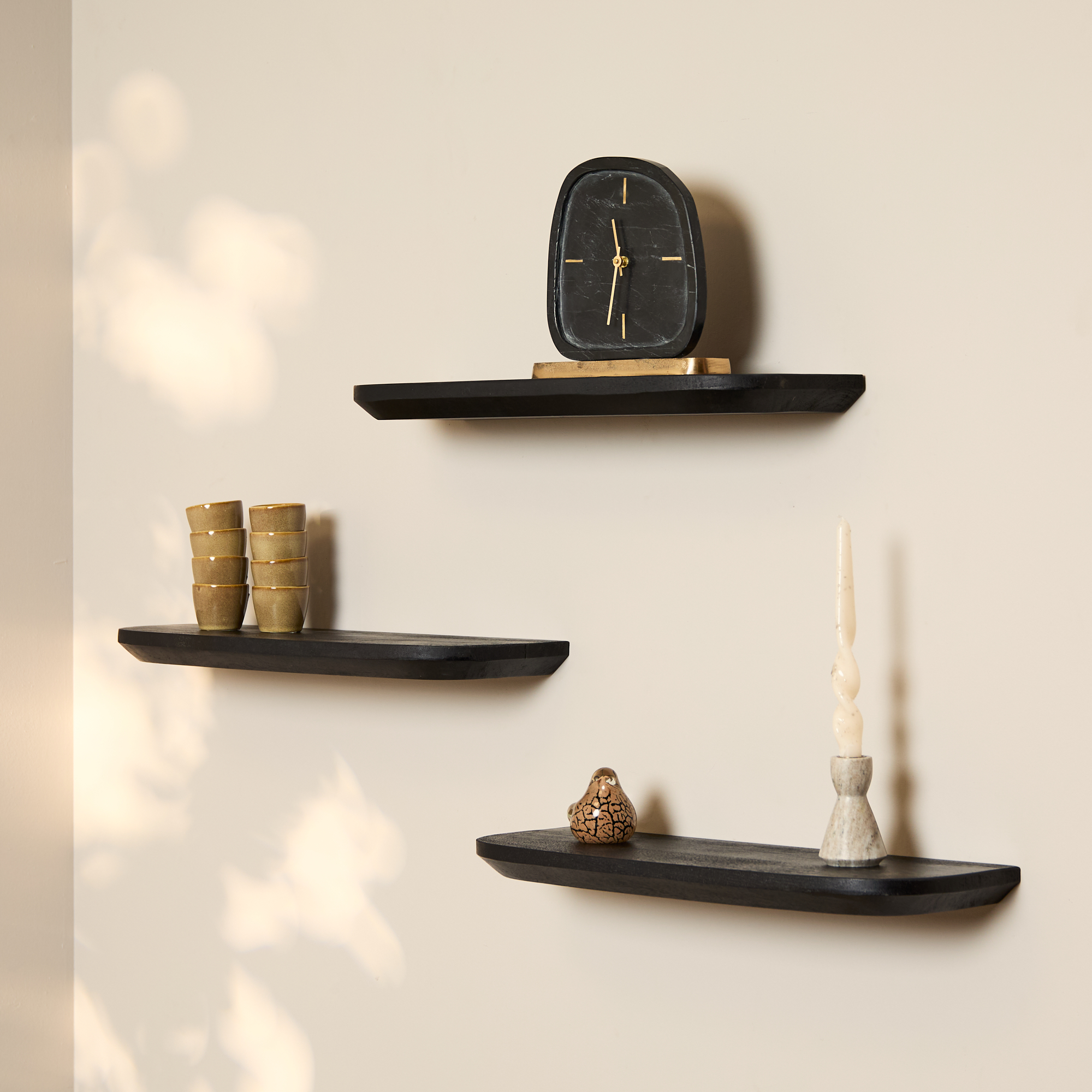 Wandplank set van 3 zwart van kleur