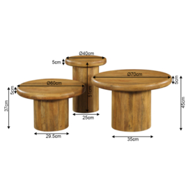 Salontafel Maya | 70 cm | set van 3