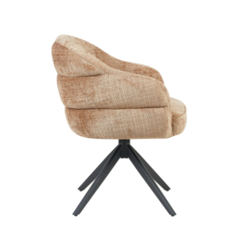 Eetkamerstoel Bella | Cinnamon | Poot Black | Met armleuning (2 stuks)