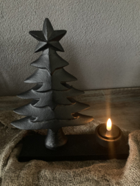 Kerstboom zwart met waxine houder