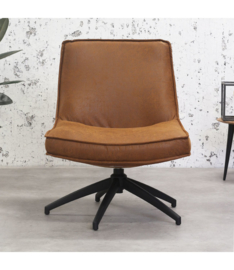 De draaibare fauteuil tommy eco leer cognac