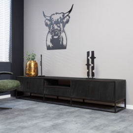 Tv meubel Denver Black 240 cm | Mangohout en staal