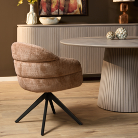 Eetkamerstoel Bella | Cinnamon | Poot Black | Met armleuning (2 stuks)