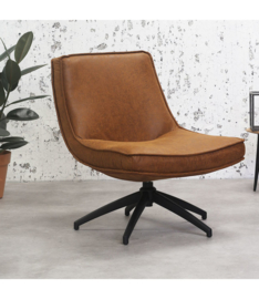 De draaibare fauteuil tommy eco leer cognac