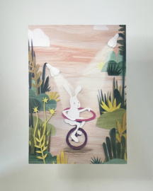 Unicycle bunny - grote kaart