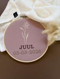 Geboortering met naam & geboortebloem