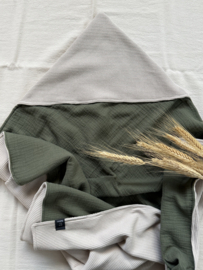 Badcape  hydrofiel khaki & light knit zand