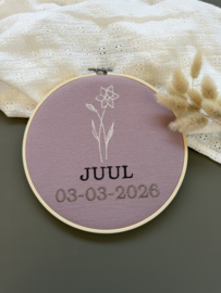 Geboortering met naam & geboortebloem