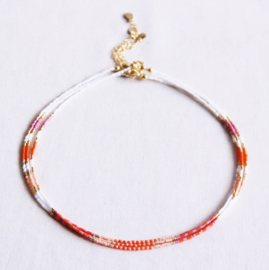 Kralen ketting wit | paars |oranje | nude