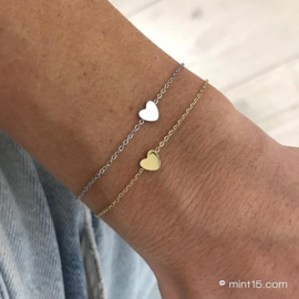 Mint15 Kleine hartjes armband goudkleur - roestvrij staal