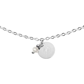 Armband-"Make a wish"-zilver mv.-parel