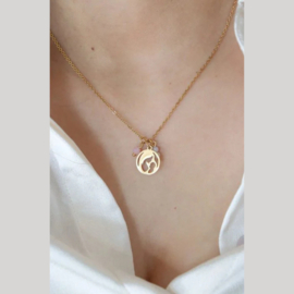 Moeder en kind halsketting goud | zilver kleurig