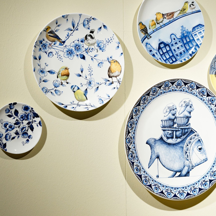 Wandbord Bosvogels met bloesem