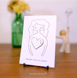Pin op kaartje "knuffel voor je tranen"