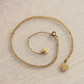 RVS fijne ketting met mini bloem - goud