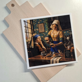 Decoratief tegeltje met beroemde kunstwerken