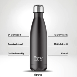 Izy Bottles Mat Zwart - 500ML