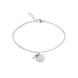 Armband-"Make a wish"-zilver mv.-parel