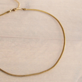 Platte snake ketting goudkleur