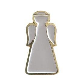 Engel pin goud | wit 3 cm op kaartje