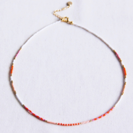Kralen ketting wit | paars |oranje | nude