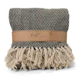 Recycled cotton plaid visgraat zwart