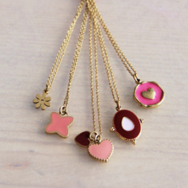 RVS fijne ketting met mini bloem - goud
