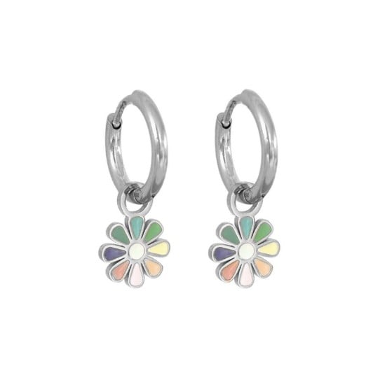 Bloemetjes oorringen Stainless Steel