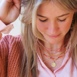 Kralen ketting oranje/roze/nude