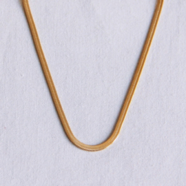 Platte snake ketting goudkleur