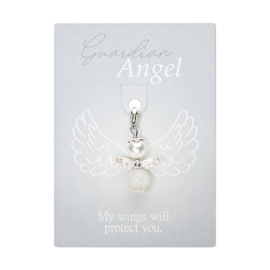 Beschermengel bedeltjes op cadeaukaartje