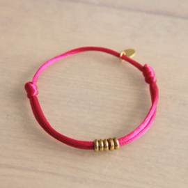 Bazou Satijn armband met ringen Roze | Licht roze | taupe