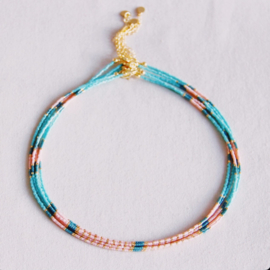 Kralen ketting munt - smaragd - nude