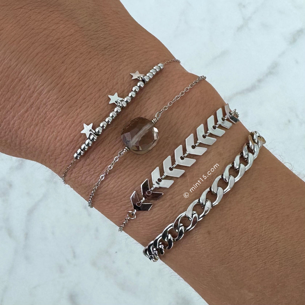 Mint15 Visstaart armband Zilver