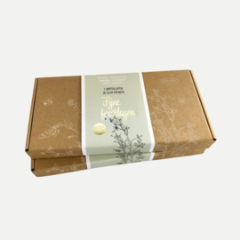 Fijne feestdagen cadeau doosje met bloemzaden