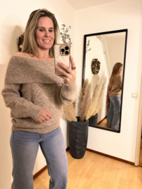 Off Shoulder Sweater Taupe